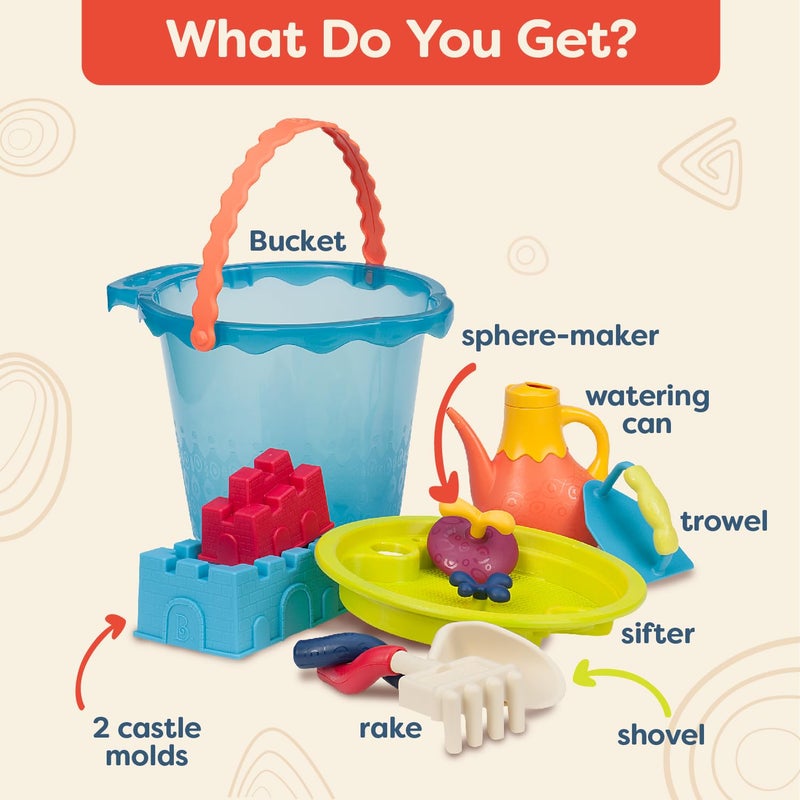 B. toys â€“ Shore Thing Large Bucket Set â€“ Water Play Beach Playset â€“ Bucket Set (Navy) with 11 Funky Sand Toys for Kids â€“ 18 Months+ - Image 4